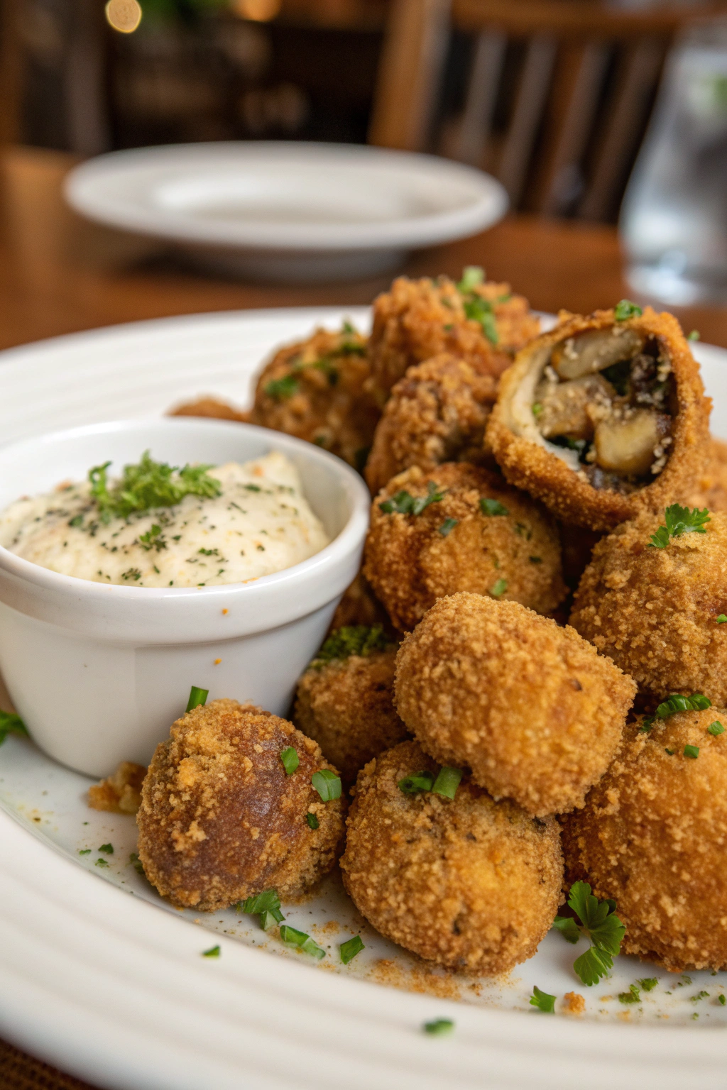 Crispy Fried Mushrooms with Cool Ranch Dip