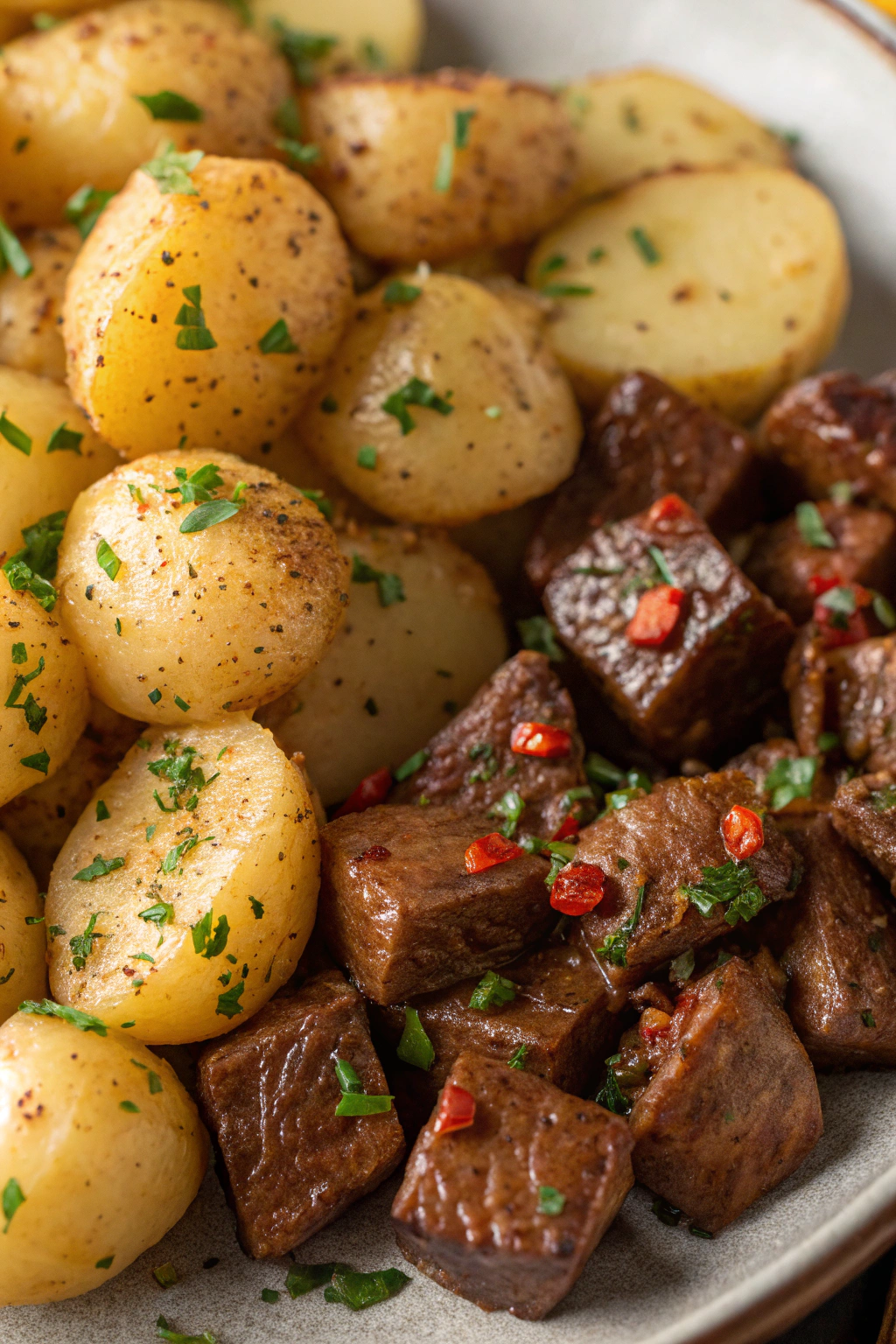 Garlic Butter Steak Bites & Potatoes Recipe
