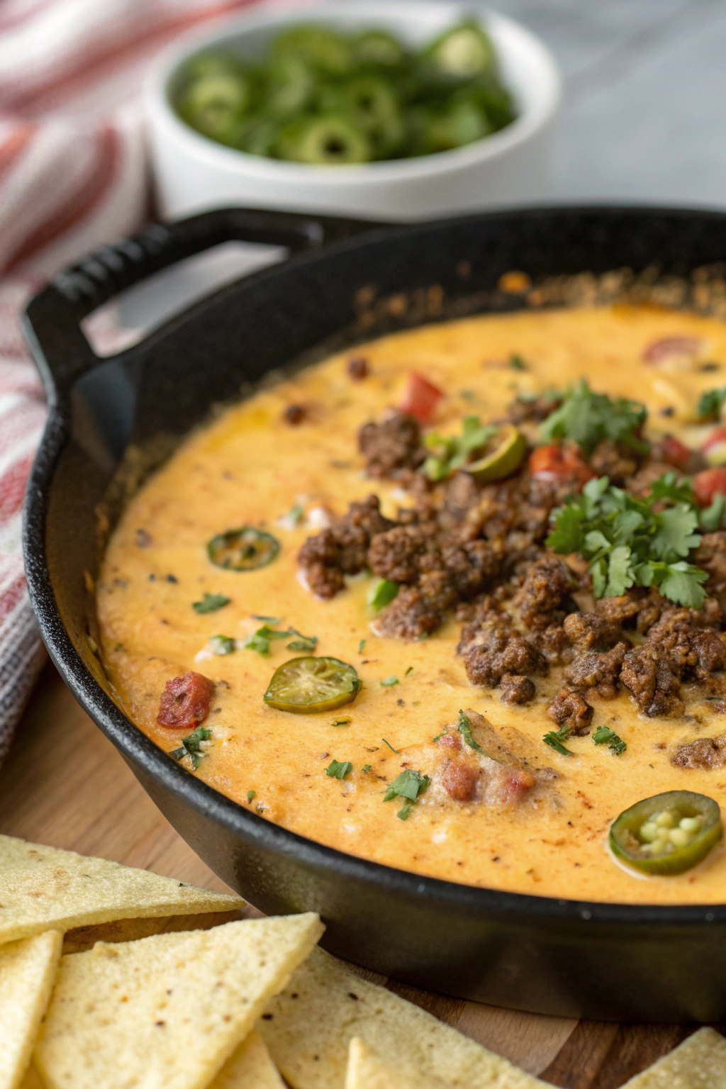 One Pan Queso Dip With Ground Beef & Velveeta Recipe