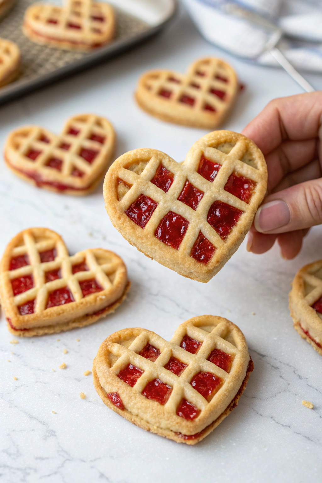 Raspberry Chia Jam Heart-Shaped Linzer Cookies Recipe